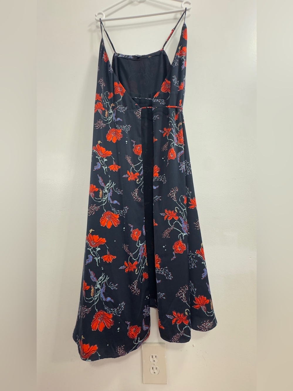 Madewell Black Maxi Skirt with Red & Lavender Floral Print
